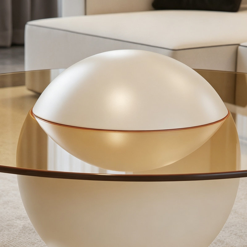 Table basse Fashion Creativité en verre trempé, Tawny / Cream