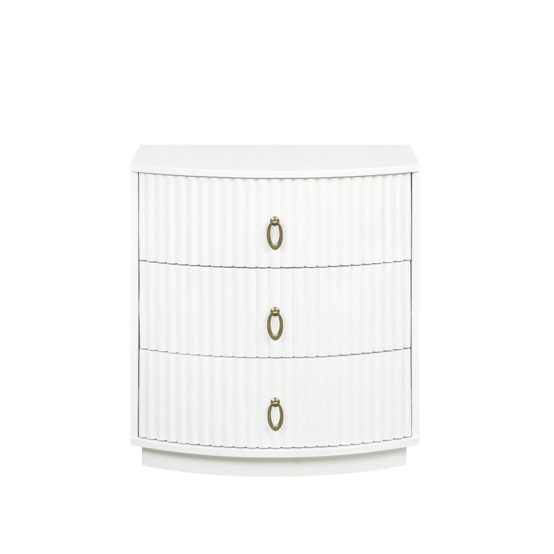 Chantel 3 Drawer Nightstand White, White