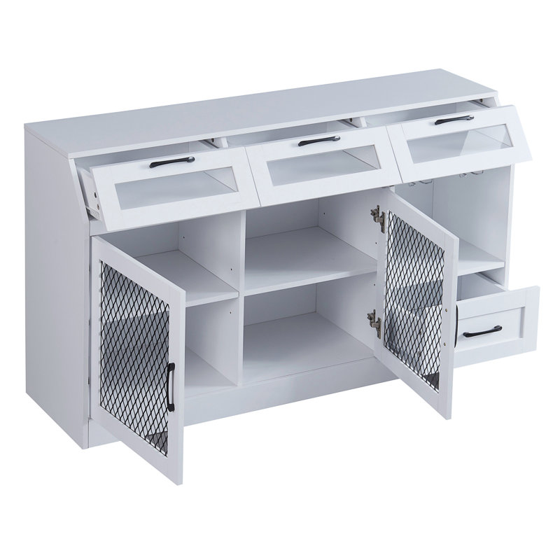 Buffet de 54,01 po, crédence de rangement, buffet, Blanc