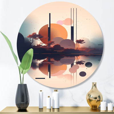 Soft Blue And Pinkd Minimal Mid Century Art IV Abstract Wall Decor on Metal