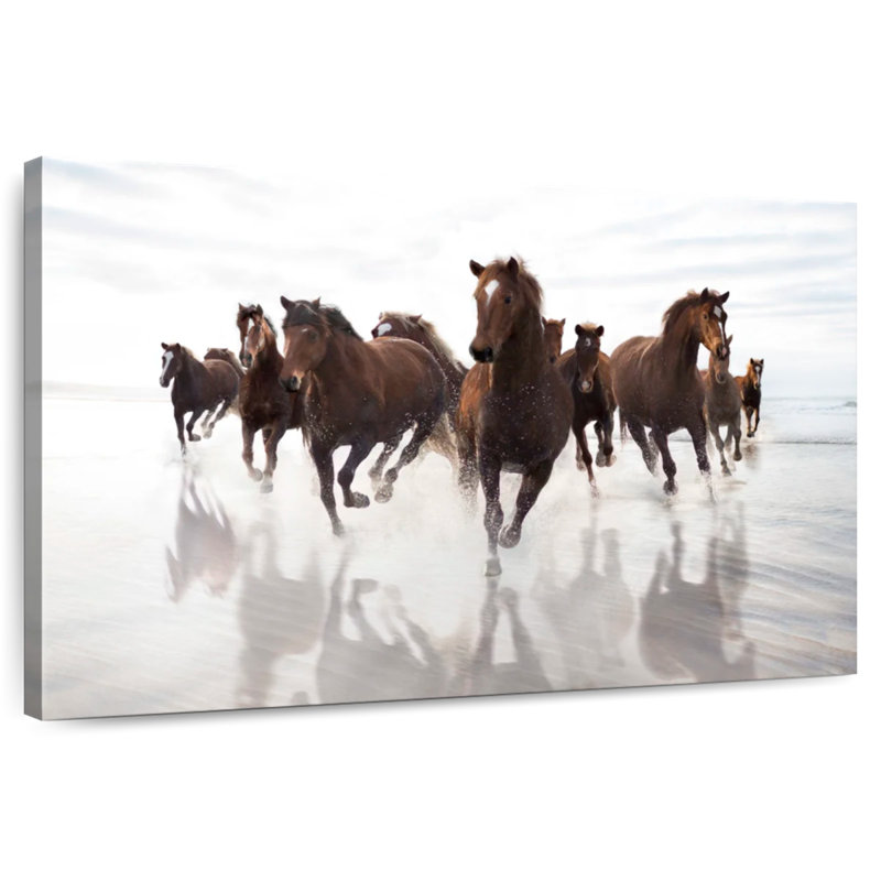 Brampt Running Brown Horses, 32" H x 48" W