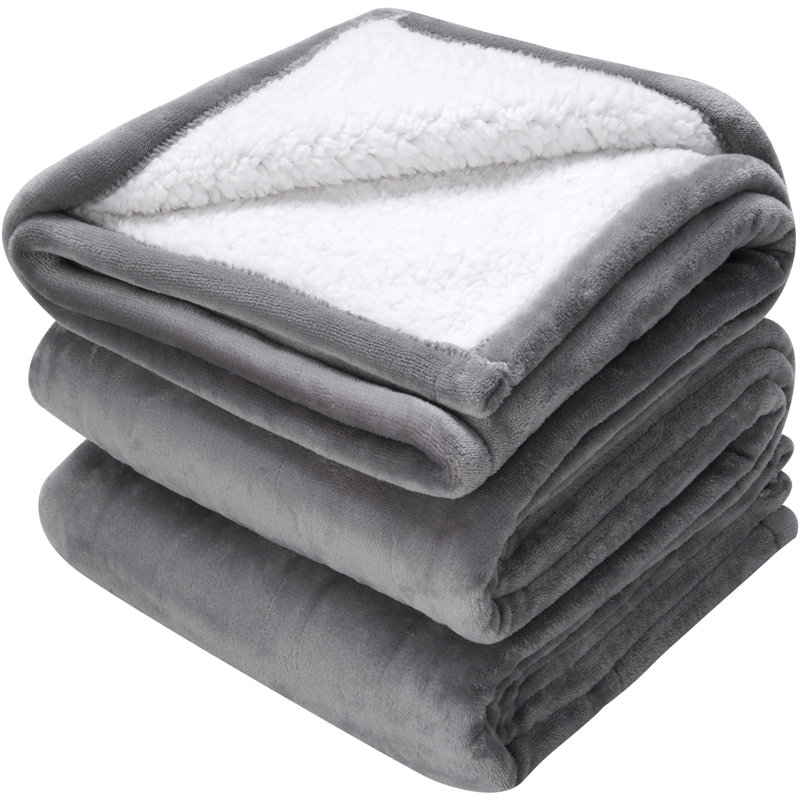 Jeté en flanelle électrique chauffant, L 50 po x L 60 po, Gris