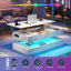 Table basse à plateau relevable de 39,4 po avec lumières DEL RVB APP, station de charge USB et CA, table de rangement réglable en hauteur ultrabrillante-643808566-643808561
