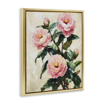 Coquelicots roses peints avec cadre flottant, par Petal Prints Design
