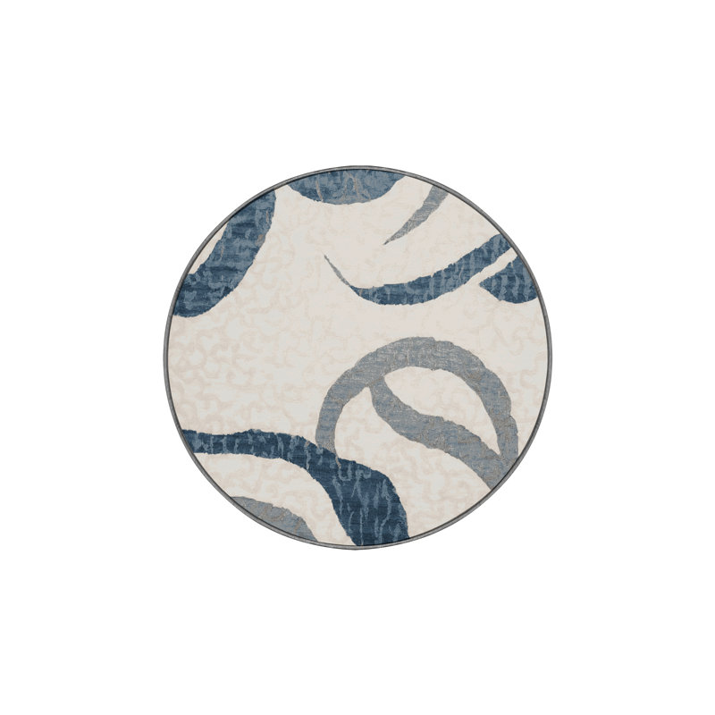 Machine Washable Gray Area Rug, Round 7'