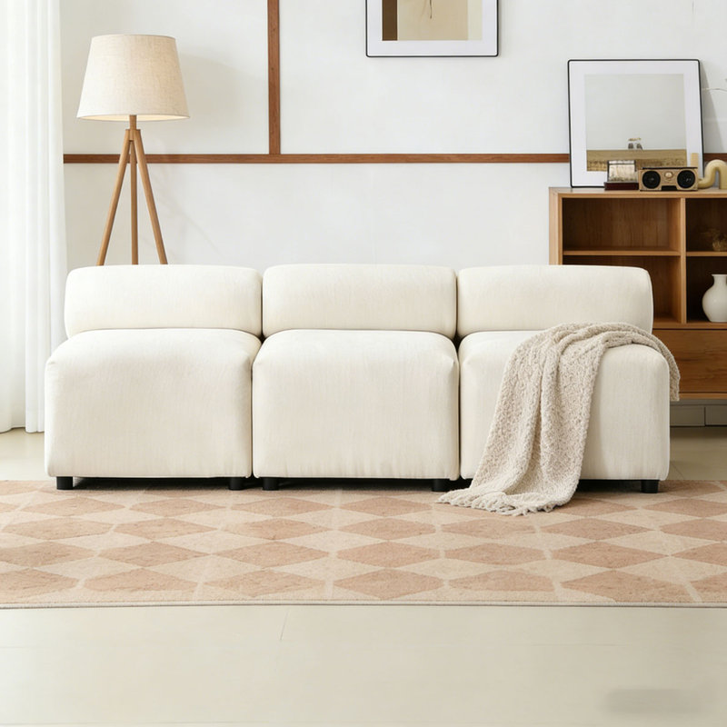 Canapé modulaire modulaire en chenille, Beige + 3 pièces, 3