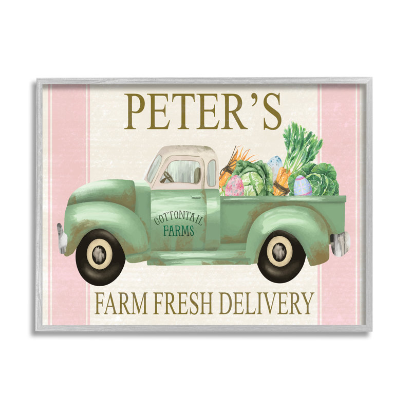 «Farm Fresh Livraison Sign», par Rust Art, H 16 po x l 20 po x P 1,5 po, Cadre gris