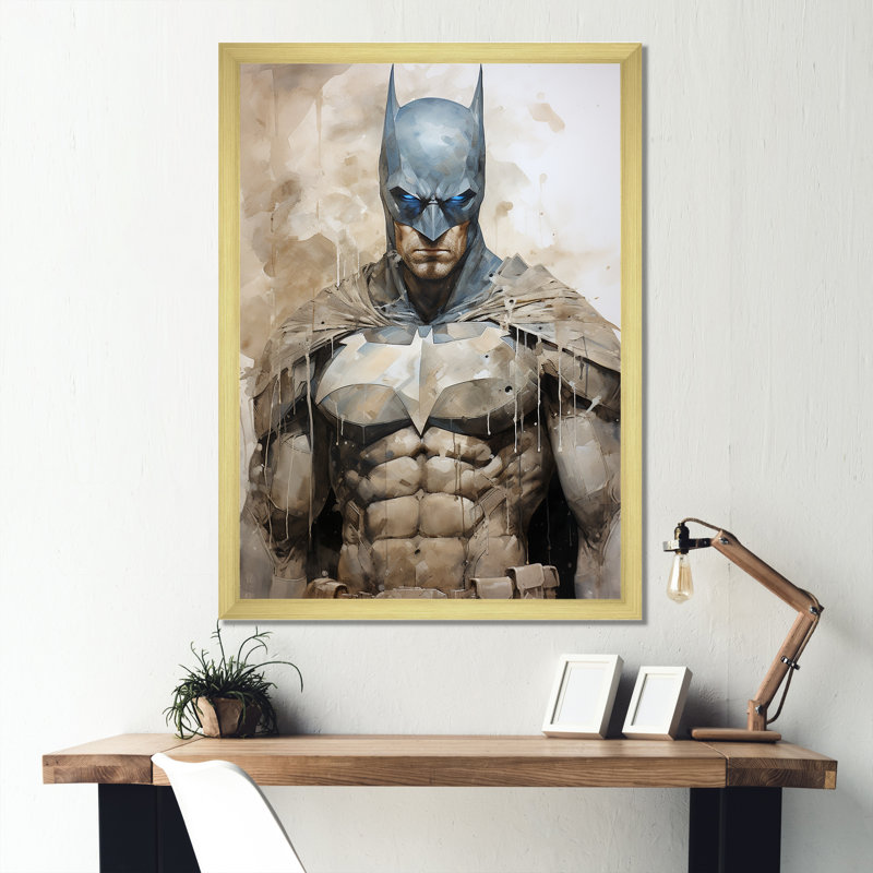 «Darkness Superheros IV», reproduction sur toile, Encadrement doré, H 32 po x l 16 po x P 1 po