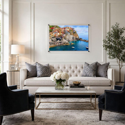 Reproduction d'art acrylique sur la côte italienne - 36 po x 24 po