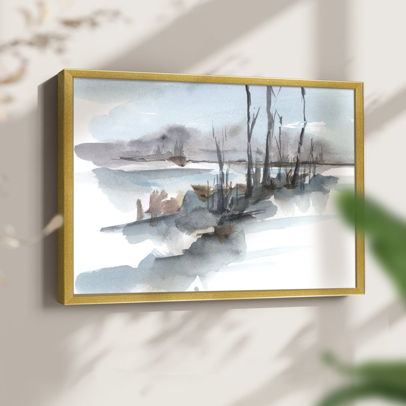 «Winter Stream Watercolor I», reproduction encadrée
