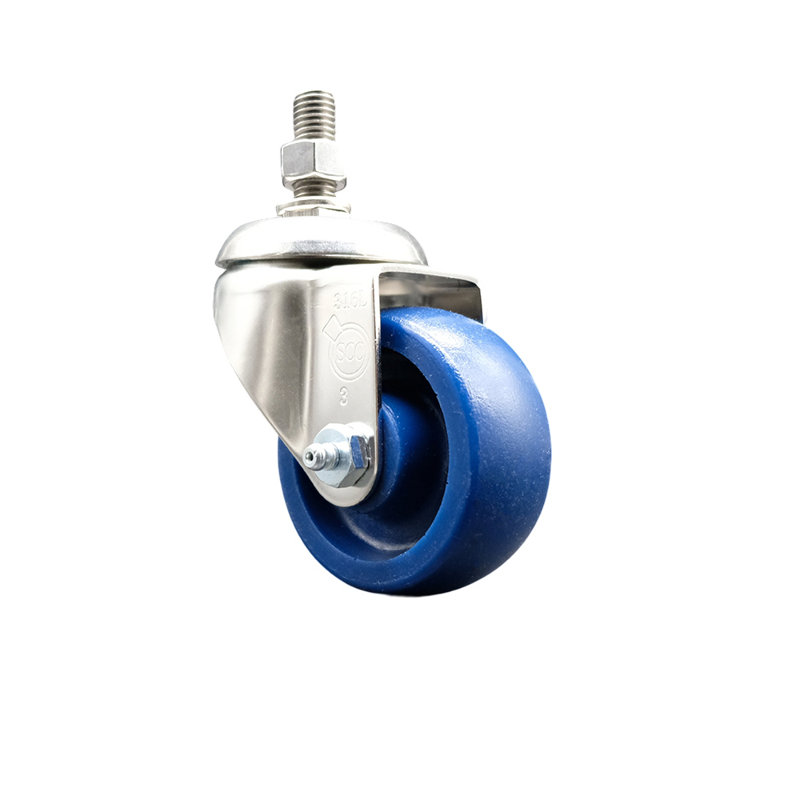 316SS Solid Polyurethane Wheel Swivel Threaded Stem Caster SCC