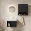 Ensemble meuble-lavabo suspendu EIDEN 61 cm + TOBI 66 cm, avec rangement intégré, comptoir en pierre frittée blanc Carrara, lavabo en céramique, 1 trou pré-percé pour robinetterie, robinetterie et bonde non inclus, couleur noir-1517936382-1517936381-1517936368