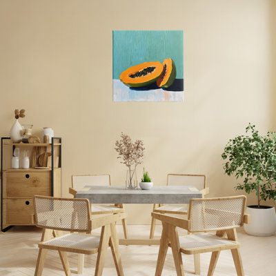 Paire de papayes sur toile bleue, design par Walker Noble