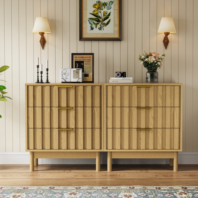 3 Drawer Dresser With Fluted Panel Design, Brown