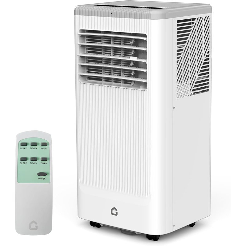 Climatiseur portatif 10000 BTU 4-en-1 avec télécommande, refroidissement, chauffage, déshumidificateur et ventilateur, climatiseur à plancher silencieux pour les pièces jusqu'à 450 pieds carrés Ft, blanc et noir