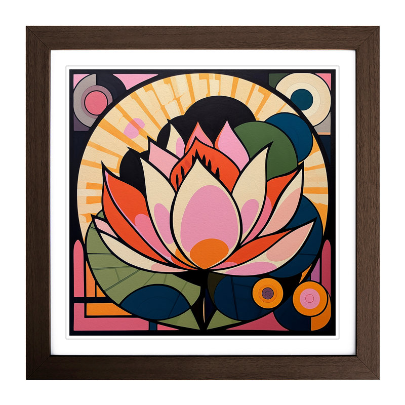 Lotus Flower Constructivism No.1 - Framed Print, Walnut