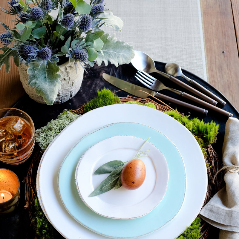Lastra Handmade Stoneware Salad/Dessert Plate, Aqua