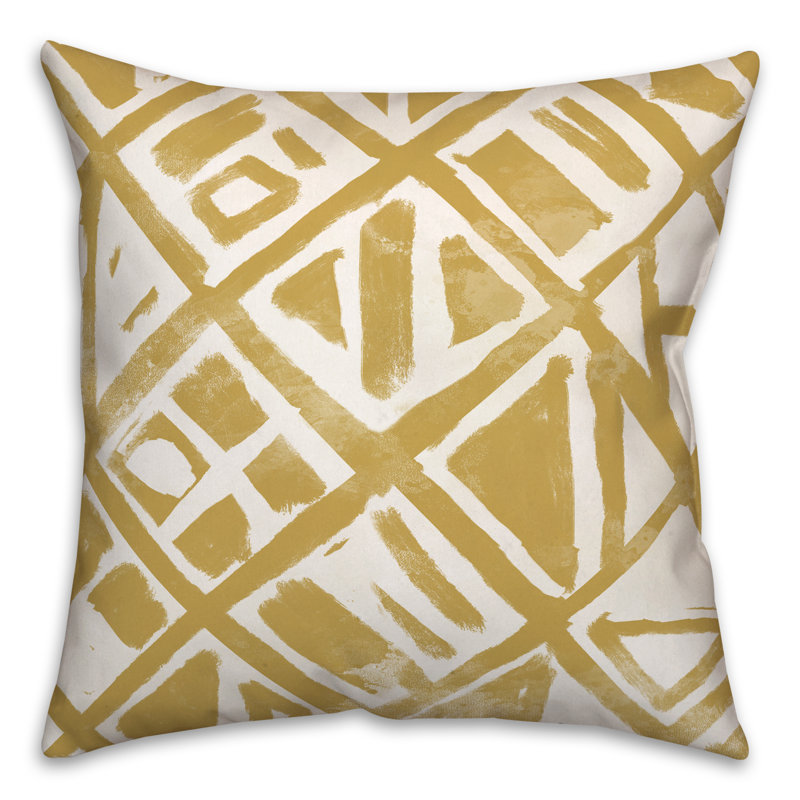 Abstract Outdoor Throw Pillow, Yellow, 18" x 18"