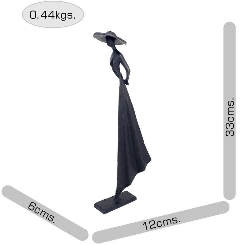 Hibbing SUMMER HAT GIRL Iron Figurine 33cm, Mocha