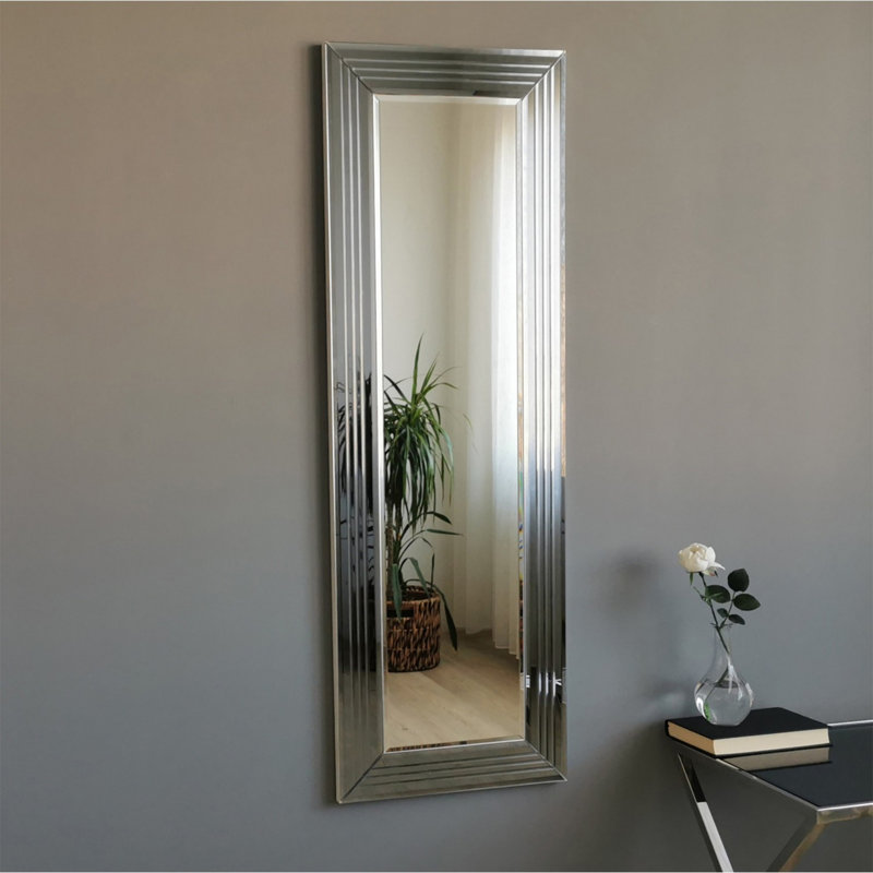 Modern Silver Wall Mirror, 15.7 x 47.2 inches | 100% MDF, Adjustable Horizontally & Vertically | Sleek Design, Perfect for Home Decor, Entryway, or Bathroom | Easy Wall Mounting, Assembled & Ready to Use