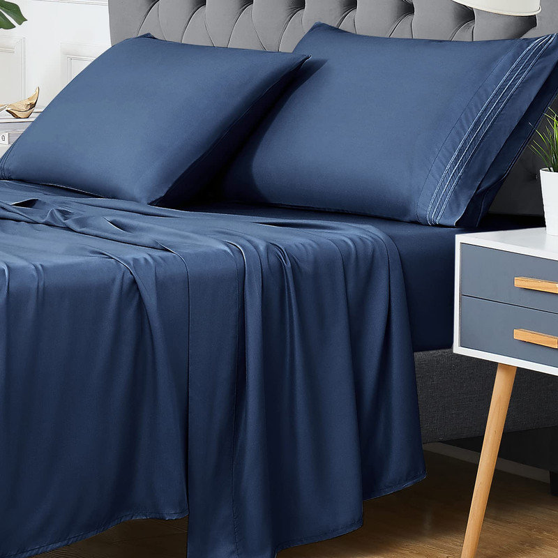 Cool Bamboo-Derived Bed Sheets & Pillowcase Set – Soft, Breathable, Deep Pocket