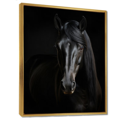 Portrait d'un cheval noir gracieux - cheval, art mural, salon