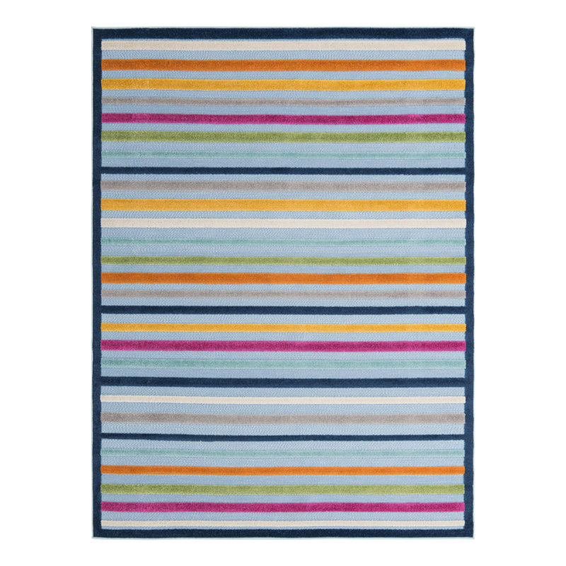 Striped Indoor / Outdoor Rug, Rectangle 7' x 10'