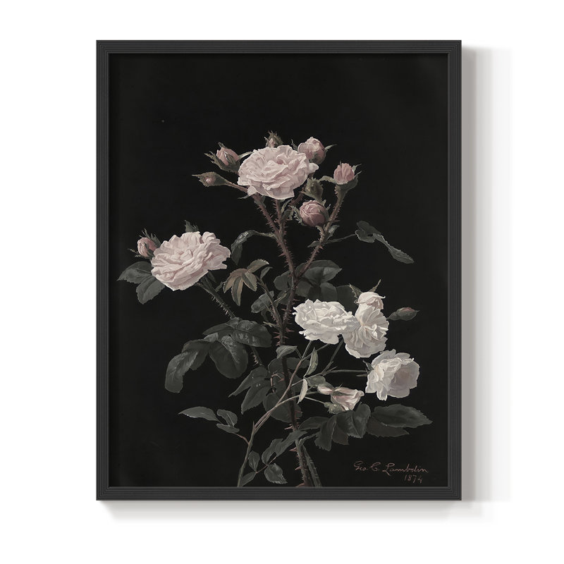 Impression florale vintage encadrée Lxxxi - bois massif, H 30 po x l 24 po