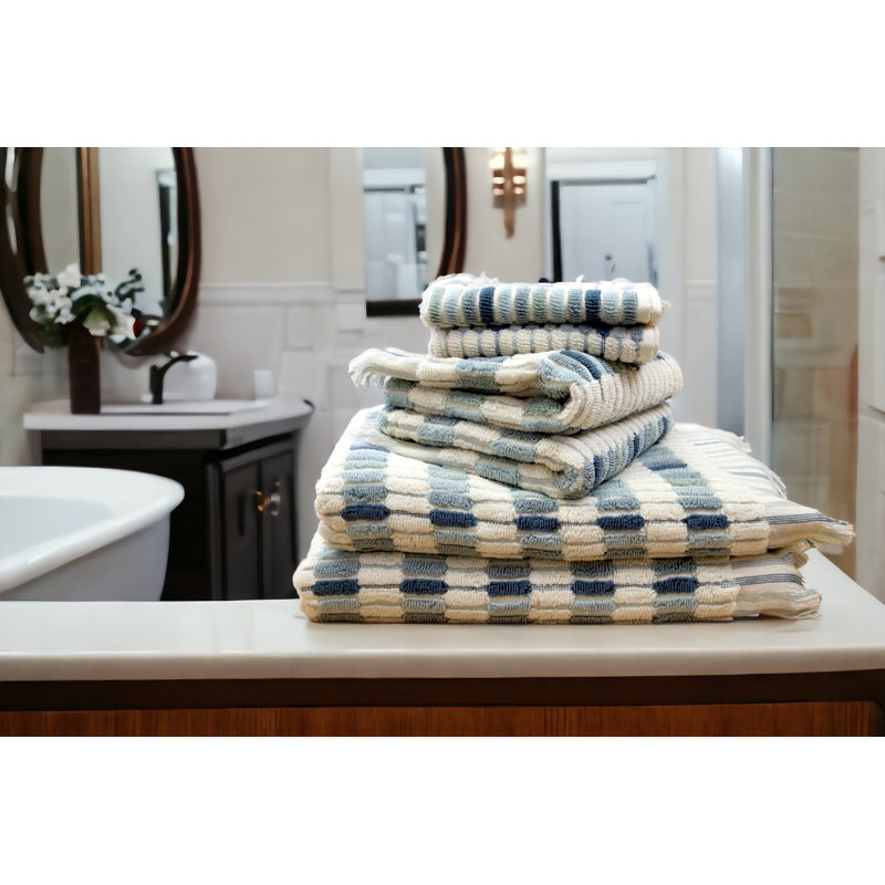 Home Shaggy Ribbed, 100% Cotton, Soft Luxury Absorbent Bath Towel Set, 6 Piece Set: 2 Bath Towels, 2 Hand Towels, 2 Washcloths
