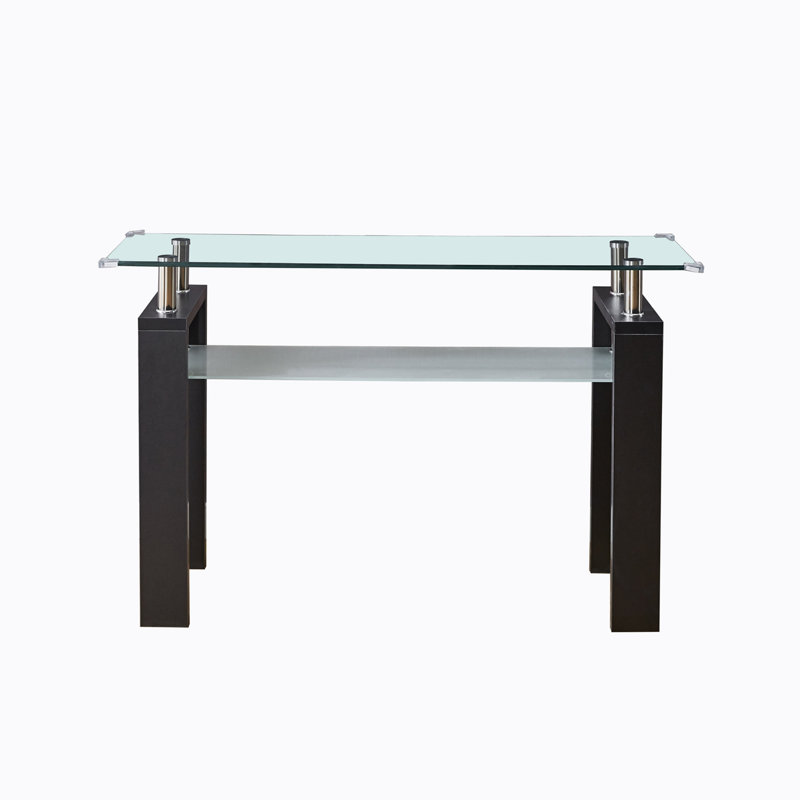 Black MDF Console Table,Entryway table,Hoyer table with Tabletempered glass table top, Black