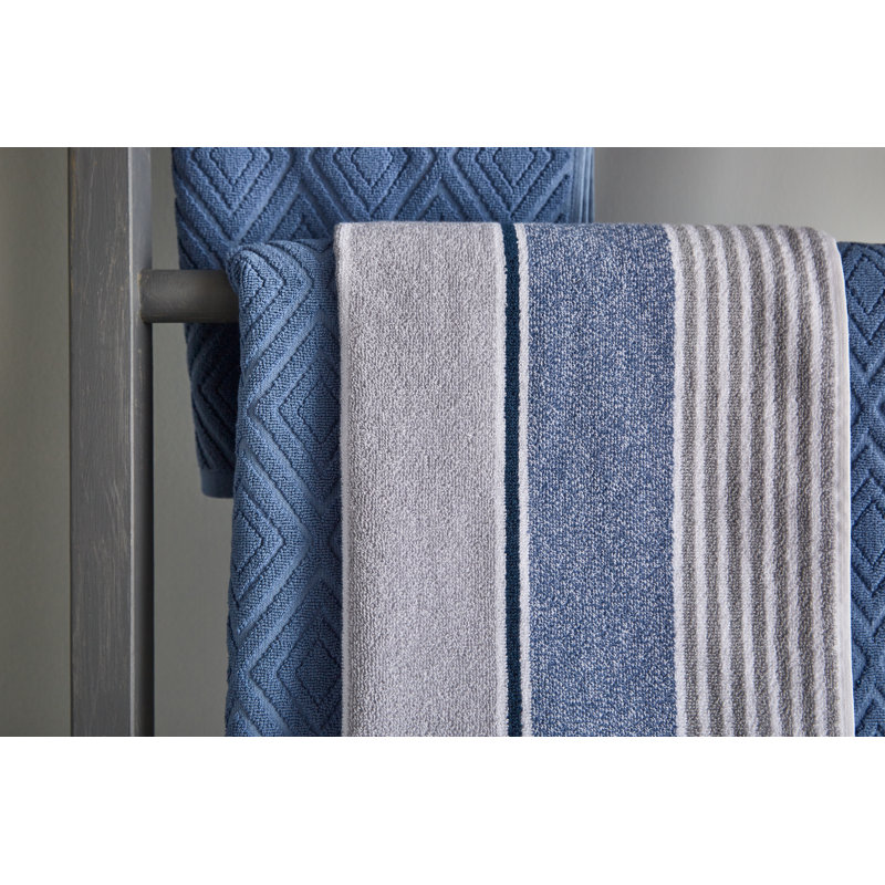 Textured Stripe Bath Towel, Blue