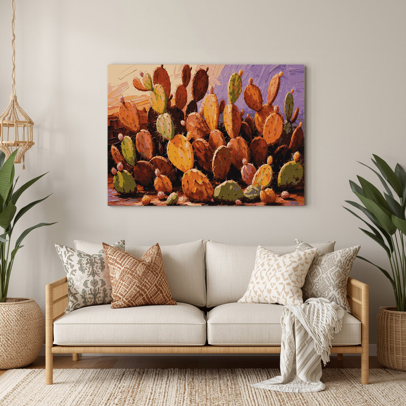 «Southwestern Plants Prickly Pear», art mural brun en métal 177, H 240 po x l 360 po x P 0,05 po