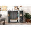 Gray Cat Litter Box Furniture, Power Outlet, Catcher, And Adjustable Shelves. Contemporary Geometric Design, Fits Most Automatic Boxes, Door Hooks For Pet Accessories, Universal Design Smart Pattern
