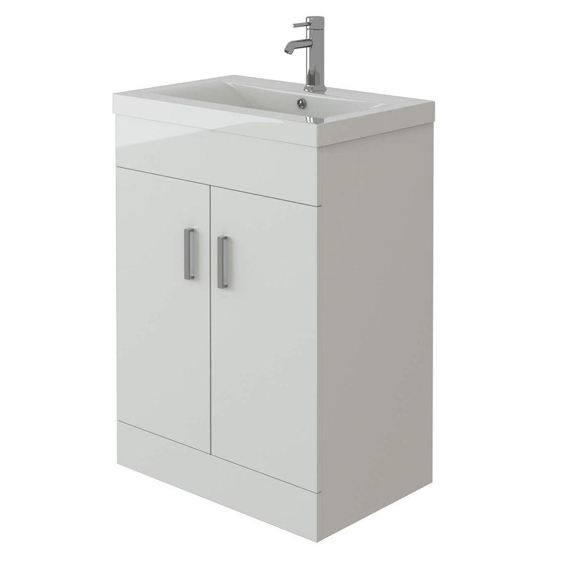 VeeBath Desire Venus 600 White FS Unit and Mid-Edge Basin