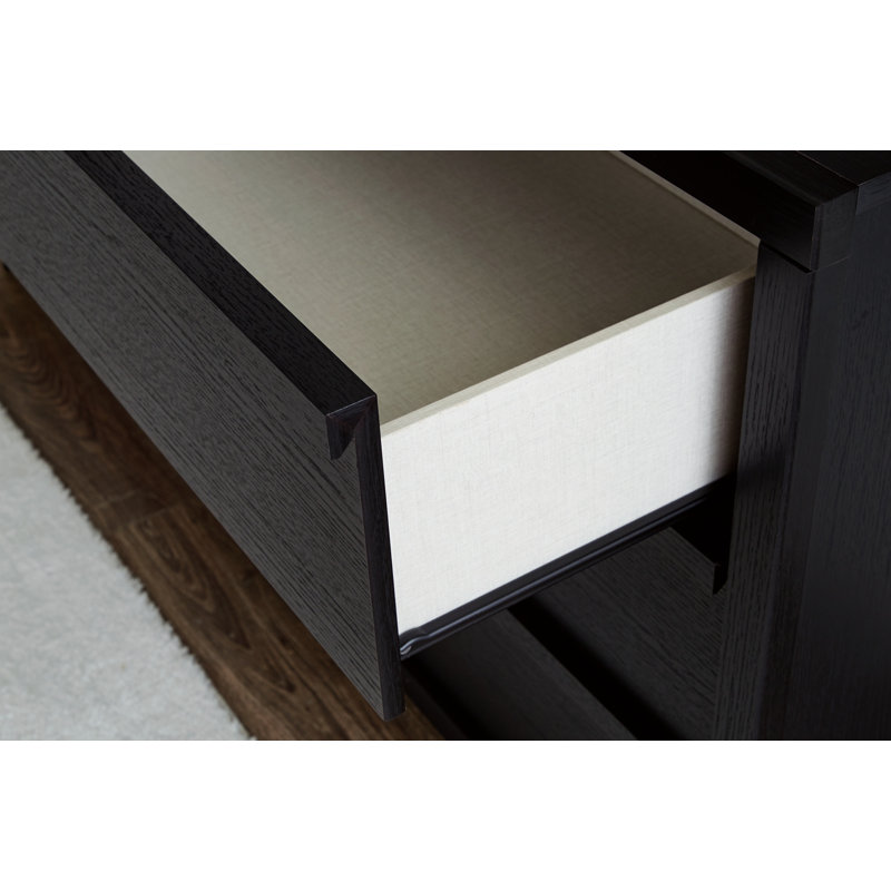 Modern Black 6-Drawer Dresser with Matte Finish