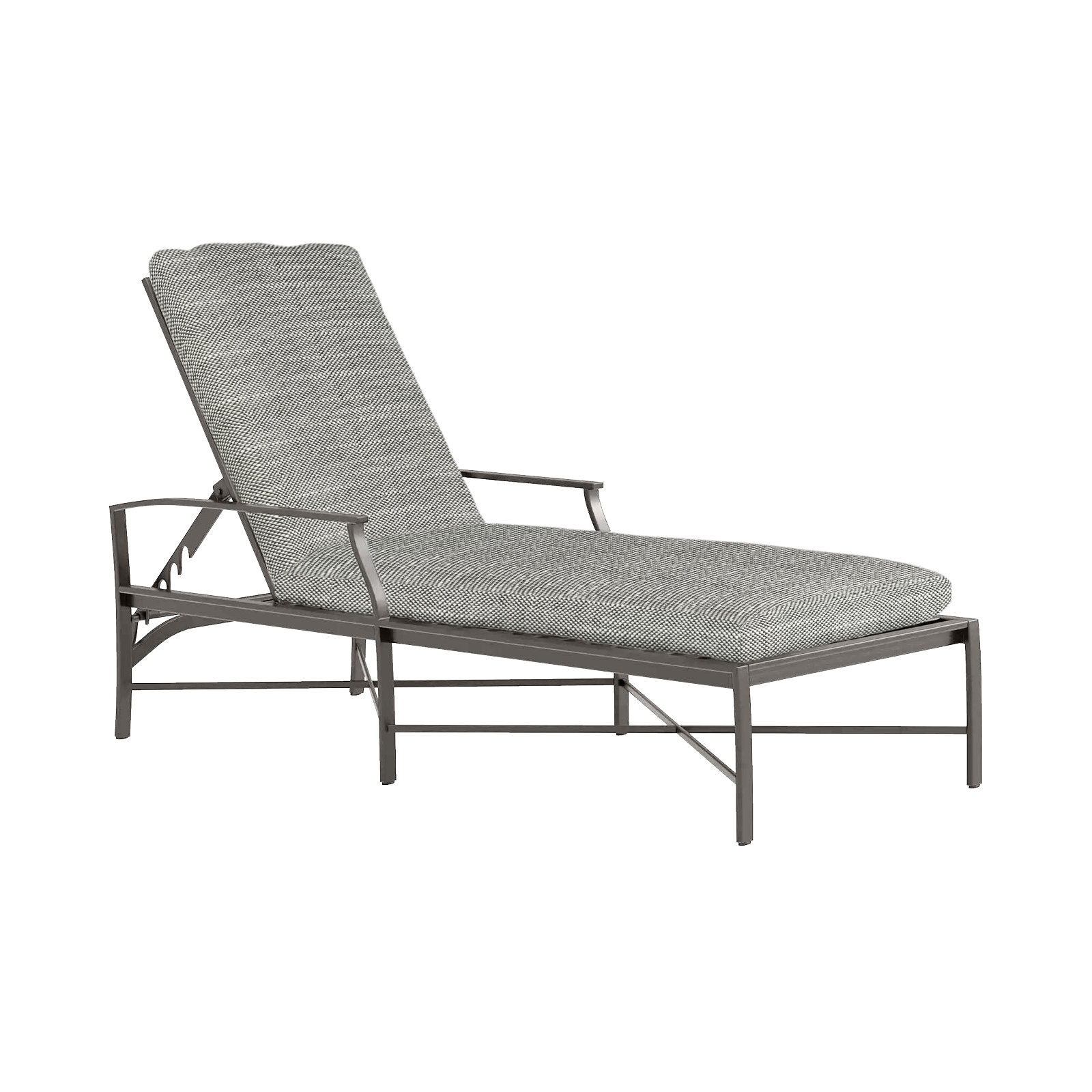 Monaco Wrought Aluminum Outdoor Chaise Lounge, Rollo Silver InsideOut® Linen, Welt, Slate Gray