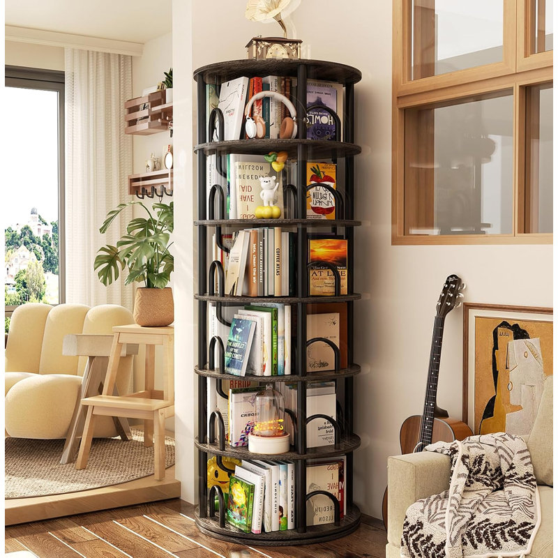 Tour de bibliothèque rotative à 6 niveaux, Chêne noir