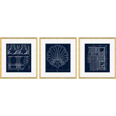 «Blue Figure 7, Blue Shell Study & Blue RCP» par David Phoenix - reproduction de photo encadrée sur papier