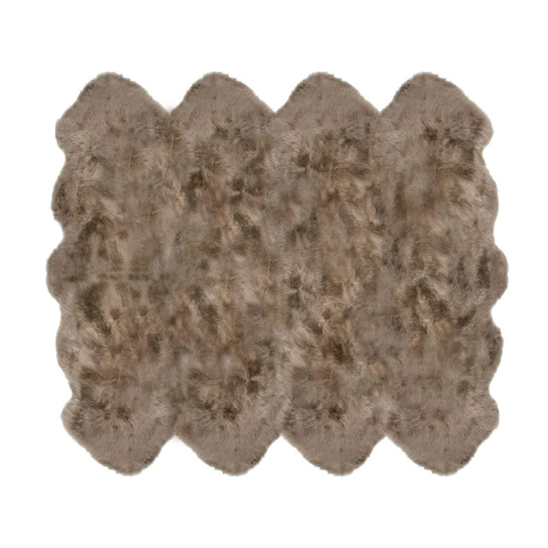  Tapis long en laine de mouton octo taupe, Taupe