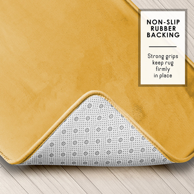 Custard Yellow Microfiber Memory Foam 3-Piece Bath Rug Set