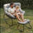 Light Gray Egg Rocking Chair With Ottoman, All-Weather Wicker Lounge & Cushions-1930209300-1930209307