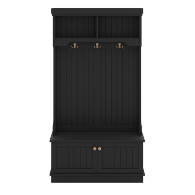 Hall Tree With Storage Shoe Bench For Entryway And Hallway, 4-In-1 Design Coat Racks With Hooks For Living Room
