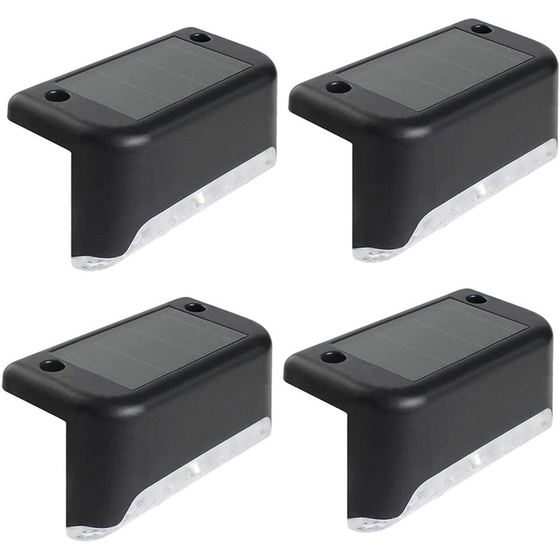 Black Solar Powered LED Deck Rail Light Pack, Set of 4