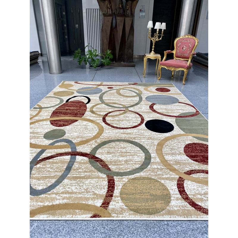 Tapis crème en laine tissé à la machine Lazarescu, Rectangle l 2 pi x L 3 pi