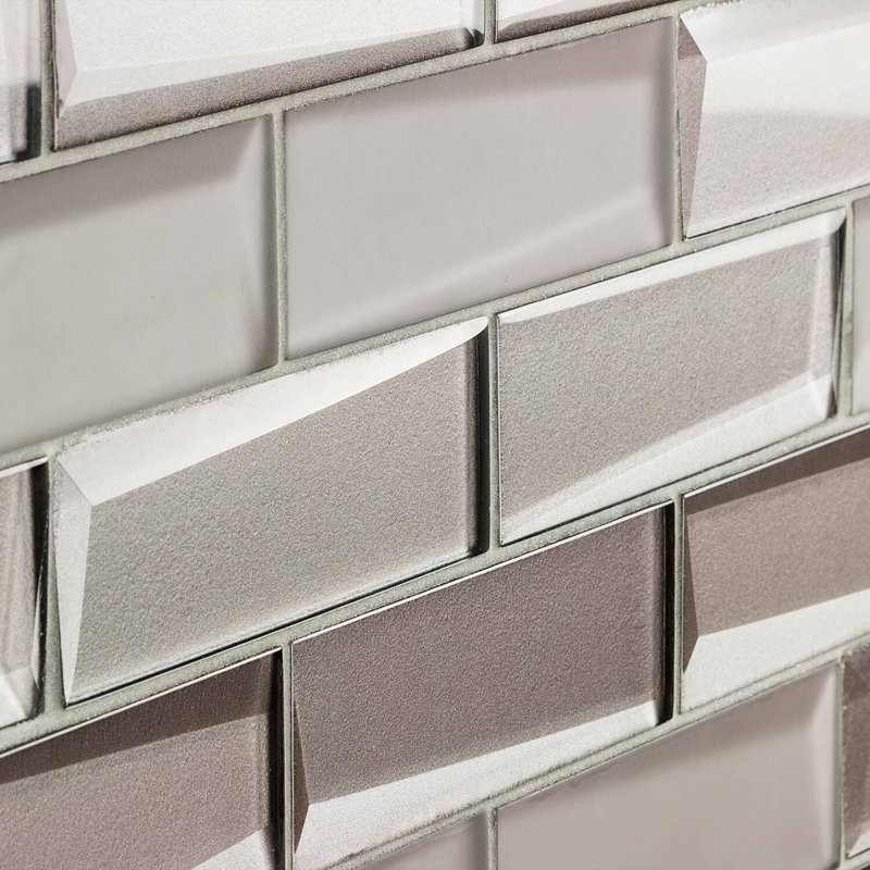 Remington 3D Bricks Bronze Glass Mosaic Tile, Sepia Gray