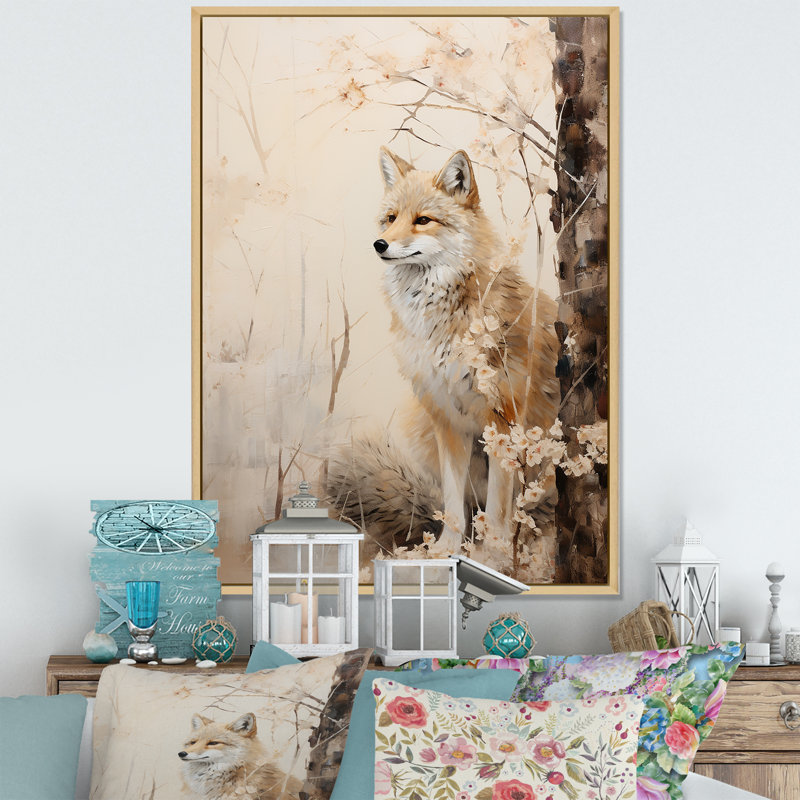 Minimal Wolf in Forest - reproduction sur toile, H 40 po x l 30 po x P 1,5 po, Cadre flottant naturel