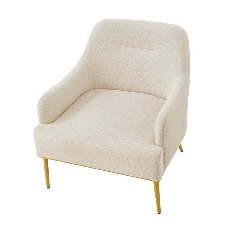 Fauteuil d'appoint moderne et peu encombrant, revêtement en chenille avec pieds dorés pour le salon