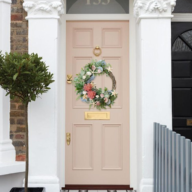 Couronne de coquillages pour porte d'entrée, hiver, printemps, été, décoration côtière