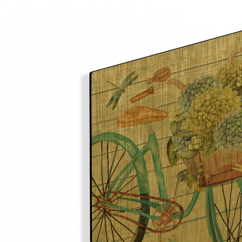 «Bicycle Inspirations B» par Jean Plout, art mural en métal doré, 16 po x 12 po, 16"x12"