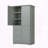 Tall and Wide Storage Cabinet with Three Drawers and Three Doors - Grey-1365126671